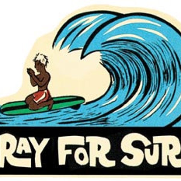 Vintage  1950's style  Pray For Surf  Surfing Surfer      retro  travel decal  sticker