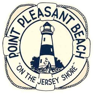 Vintage  1950&#39;s style  Point Pleasant Beach  New Jersey shore lighthouse     retro  travel decal  sticker state map