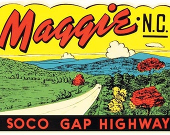 Vintage  1950's style  Maggie Valley NC  North Carolina     retro  travel decal  sticker