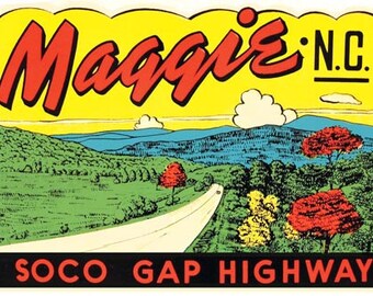 ヴィンテージ 1950 年代スタイル マギーバレー NC ノースカロライナ レトロ トラベル デカール ステッカー