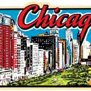 Vintage 1950's style Chicago IL AccentsMichigan Allee Retro Reise Aufkleber Aufkleber Zustand Karte
