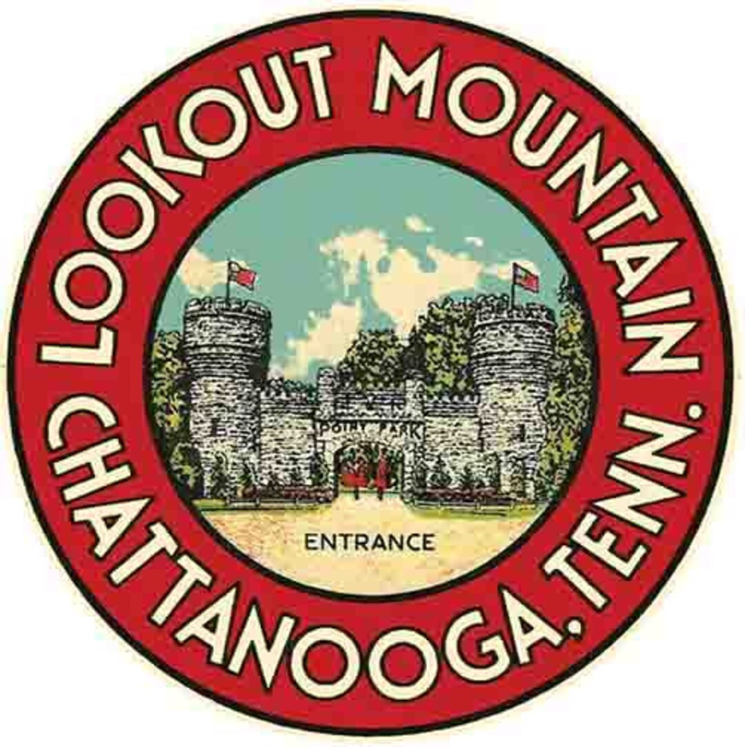 Chattanooga Tennessee Lookout Mountain Ruby Falls Vintage Travel Decal Sticker
