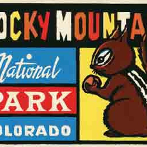 Vintage  1950's style   Rocky Mountain National Park  CO  Colorado          retro  travel decal  sticker state map