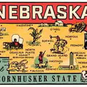 Style vintage des années 1950 Nebraska NE Cornhusker State sticker voyage rétro montagne carte de l'état