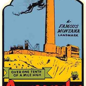 Adesivo de decalque de viagem retrô estilo Anaconda MT Montana estilo vintage dos anos 1950, mapa do estado