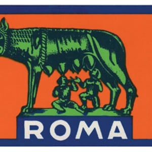 Vintage 1950er Jahre Stil Italien Venedig Italien Rom Romulus Hund Romulus Retro Reise Aufkleber Aufkleber Zustand Karte