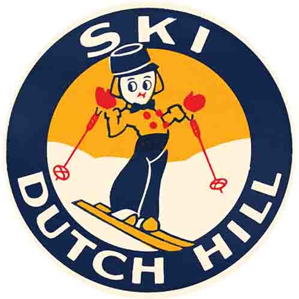 Vintage  1950's style  Ski Dutch Hill VT  Vermont       retro  travel decal  sticker state map