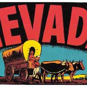 vintage années 1950 style NV Las Vegas Nevada stagecoach rétro voyage autocollant autocollant carte de l'état autocollant