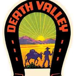Vintage 1950 's stijl Death Valley California CA nationaal park retro reizen decal sticker staat kaart