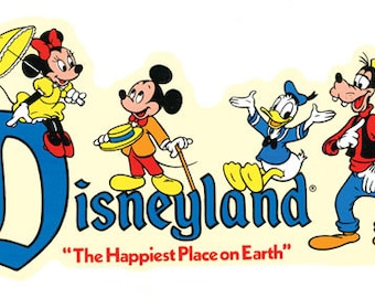 Vintage 50er Jahre Stil Disneyland Disney Land California Anaheim Happiness Place On Earth Retro Reise Aufkleber Aufkleber Zustand Karte