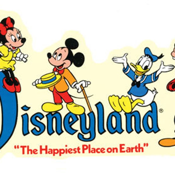 Vintage  1950's style  Disneyland  Disney Land  California Anaheim Happiest Place On Earth    retro  travel decal  sticker state map