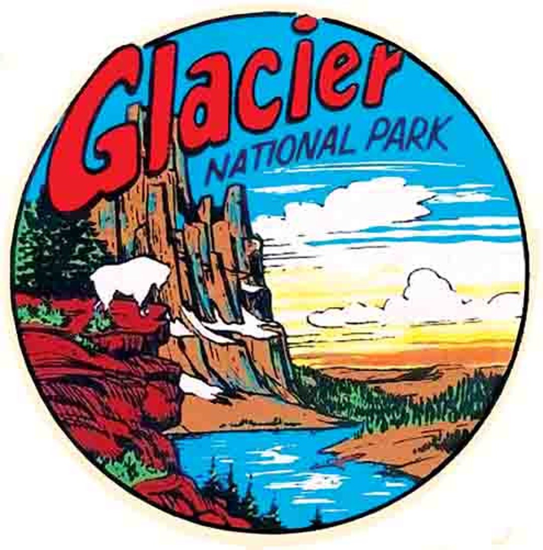 Vintage 1950's Style Glacier National Park CA California Retro Travel ...