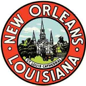 Vintage 1950 Stil New Orleans LA Louisiana retro Reise Aufkleber Aufkleber Zustand Karte