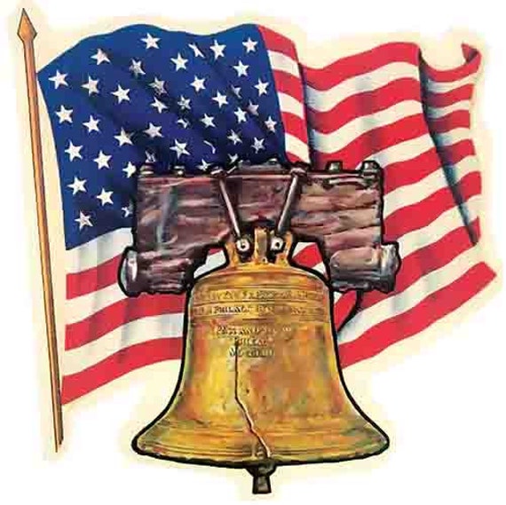 Vintage Style American Flag Liberty Bell USA America Patriotic