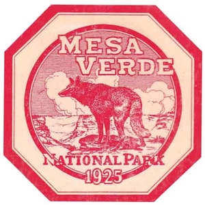 vintage 1950 style Mesa Verde National Park Colorado CO 1925 rétro Voyage autocollant autocollant carte de l'état