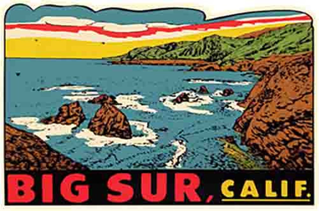 Vintage 1950's Style Big Sur California CA Retro Travel Decal