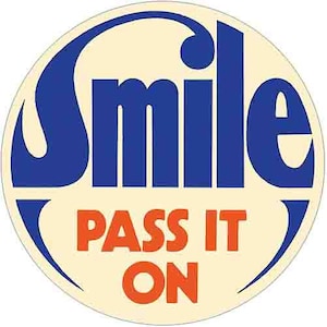 Autocollant de voyage rétro Smile Pass It On, style années 1970, carte de l'état