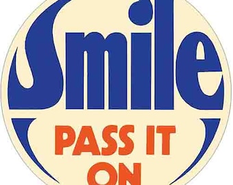 Vintage  1970's style  Smile Pass It On       retro  travel decal  sticker state map