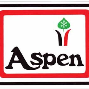 Calcomanía de viaje retro con mapa del estado de Aspen, Colorado, estilo vintage de los años 60 para esquiar en la nieve