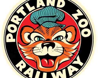 Vintage 1950er Jahre Stil Portland Zoo Eisenbahn Oregon ODER Retro Reise Aufkleber Aufkleber Zustand Karte