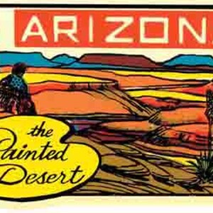 Vintage 1960 Stil Arizona die bemalte Wüste Nationalpark AZ retro Reise Aufkleber Aufkleber Zustand Karte