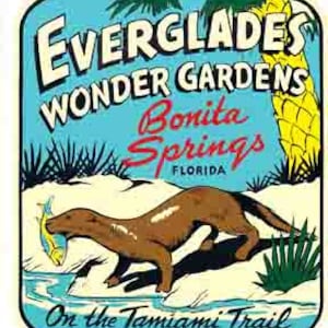 vintage 1950 style Everglades FL Floride Bonita Springs rétro Voyage autocollant autocollant carte de l'état