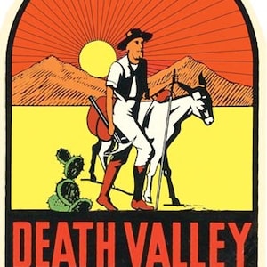Vintage 1950 's stijl Death Valley California CA Gold Prospector nationaal park retro reizen decal sticker staat kaart