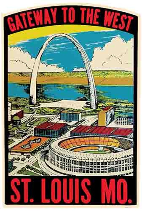 Vintage 1950's St. Louis MO Missouri Gateway Arch retro travel decal sticker