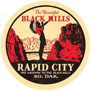 Vintage  1950&#39;s style Black Hills Rapid City South Dakota Badlands SD   retro  travel decal  sticker