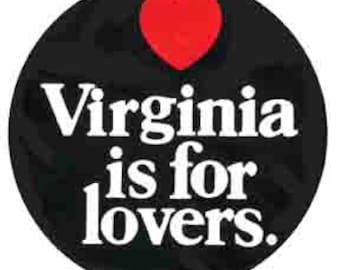 Vintage 1960's estilo Virginia Is For Lovers retro travel decal sticker state map