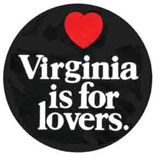 Vintage  1960's style  Virginia Is For Lovers   retro  travel decal  sticker state map