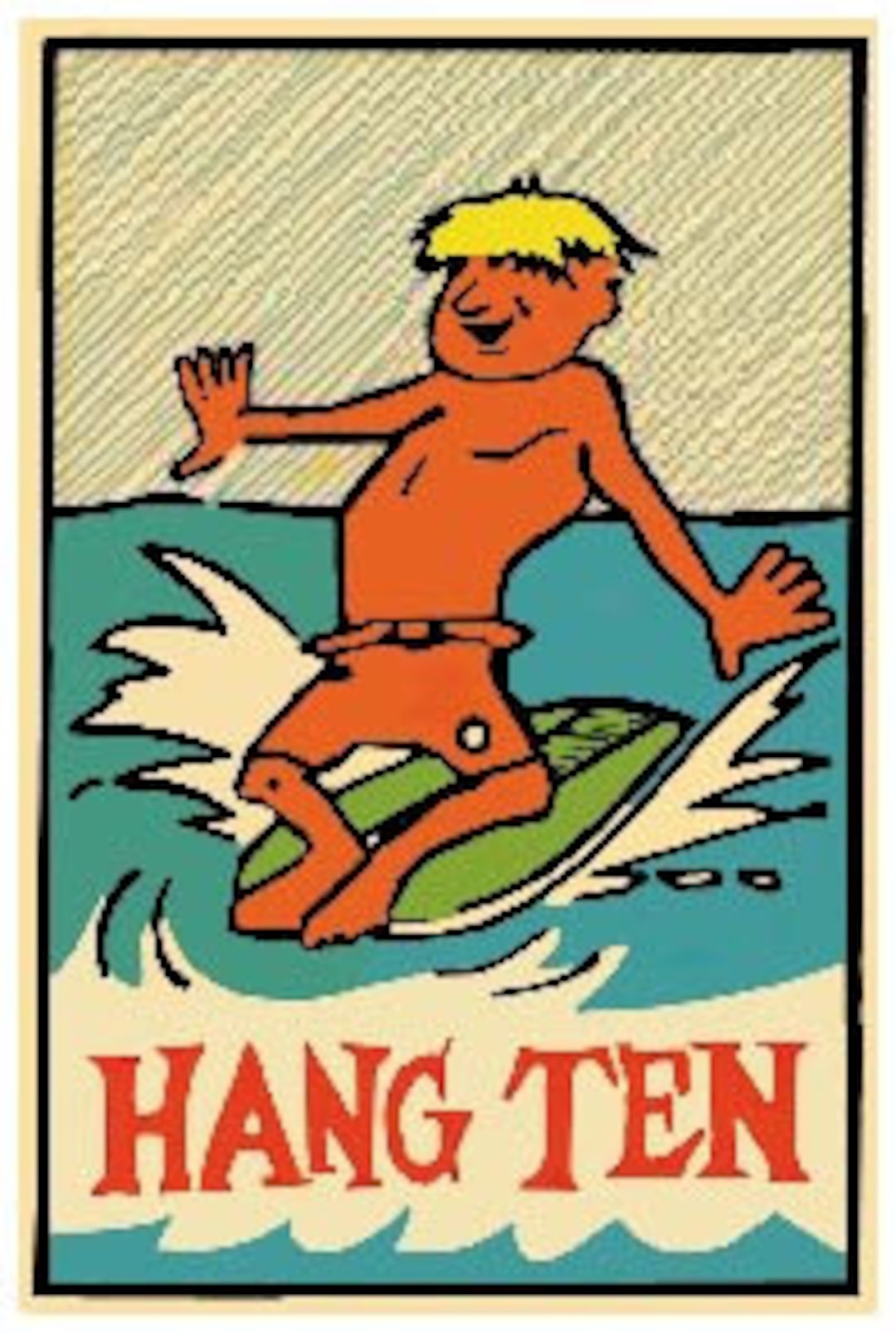 Vintage Style Surfing Surf Hang Ten Beach Surfer Dude Retro Etsy