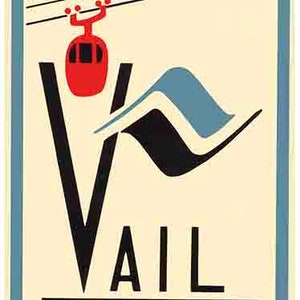 vintage années 1960 style Vail Colorado CO ski de neige rétro voyage autocollant autocollant carte de l’état