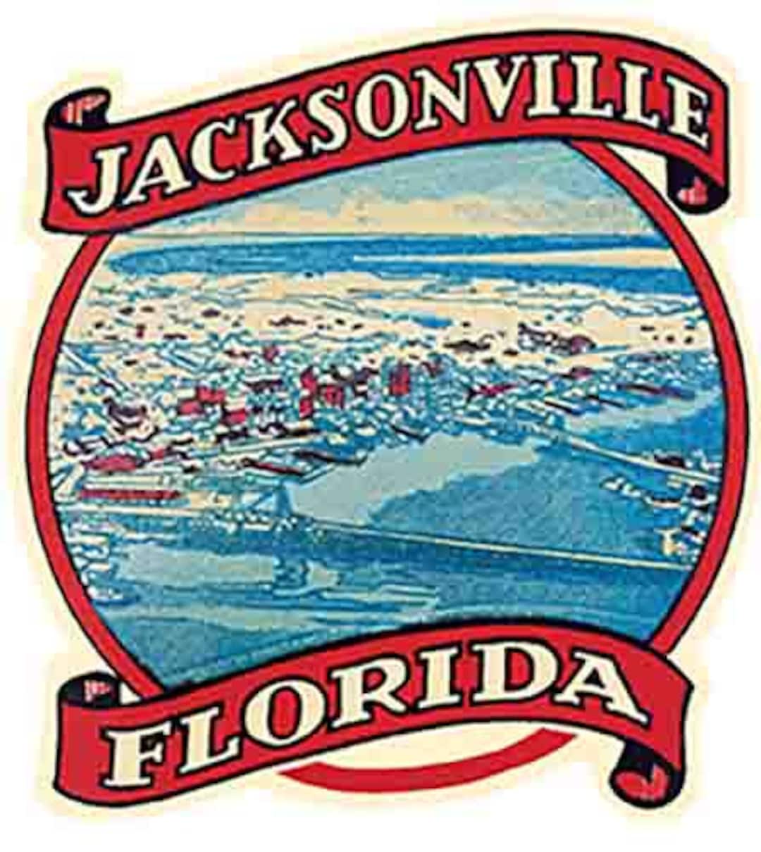 Vintage 1950's Style Jacksonville Beach FL Florida Retro Travel Decal