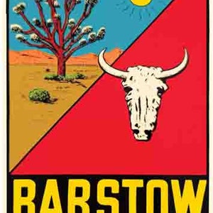Vintage 1950er Jahre Barstow California CA Death Valley Retro Reise Aufkleber Aufkleber Zustand Karte