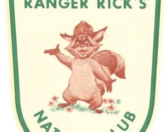 Vintage  1970's style   Ranger Rick Nature Club  green  retro  travel decal  sticker