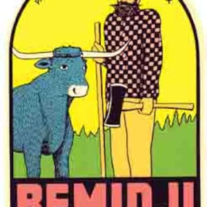 vintage 1950 style Bemidji MN Minnesota Paul Bunyan rétro voyage autocollant autocollant carte de l'état