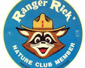Pegatina de calcomanía de viaje retro Ranger Rick Nature Club de estilo vintage de 1970