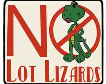 Vintage 1970's style   No Lot Lizards  Trucking  Truck Driver    travel decal  bumper sticker