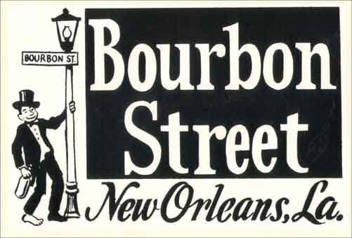 Vintage 1950's Style New Orleans LA Bourbon Street Mardi Gras