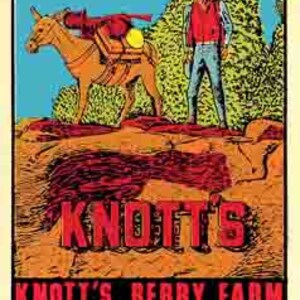 Knott's Berry Farm, Californie, Buena Park, style vintage des années 1950, autocollant de voyage rétro, carte de l'état