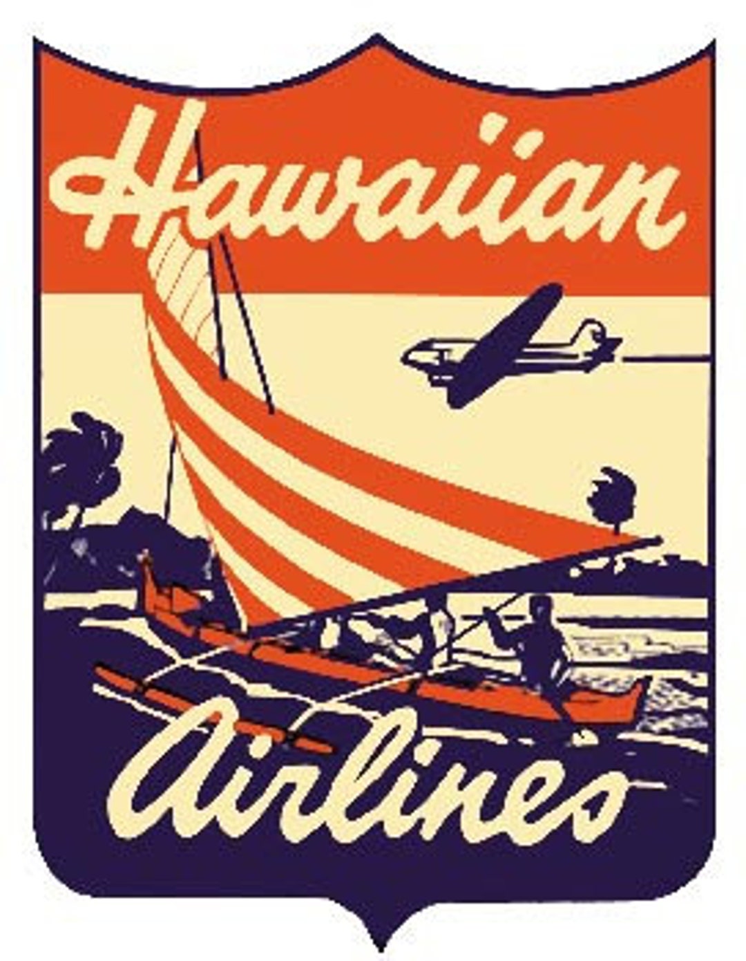 Vintage 1950's Style Hawaiian Airlines Hawaii Islands Retro Travel