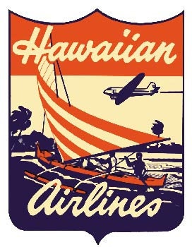 Vintage 1950's Style Hawaiian Airlines Hawaii Islands Retro Travel