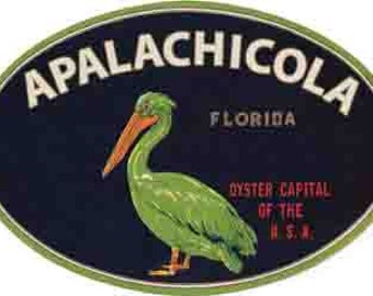Vintage 1960er Jahre Stil Apalachicola Florida Oyster Hauptstadt Golfküste Retro Reise Aufkleber Aufkleber Zustand Karte