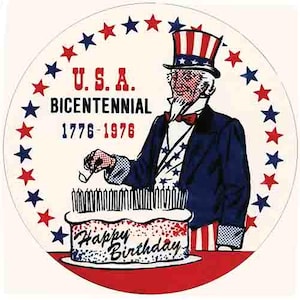 Style vintage des années 1970 bicentenaire Etats-Unis 1976 Amérique patriotique oncle Sam voyage rétro sticker autocollant carte de l'état