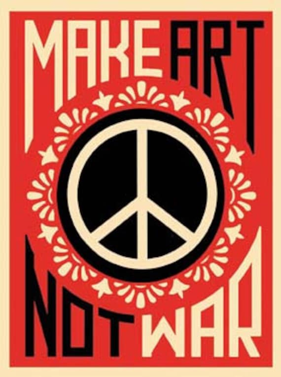 Vintage 1960's Style Make Art Not War Vietnam Retro Travel Decal