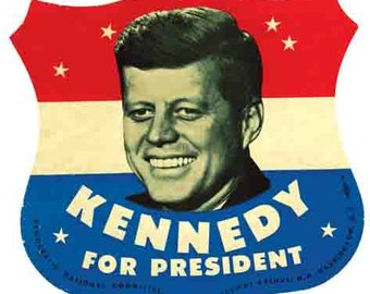 Vintage  1960's style  John F. Kennedy For President    JFK    retro  travel decal  sticker state map