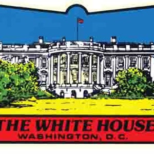 Vintage 1950 's stijl wit huis Washington DC Voorzitter retro reizen sticker sticker staat kaart
