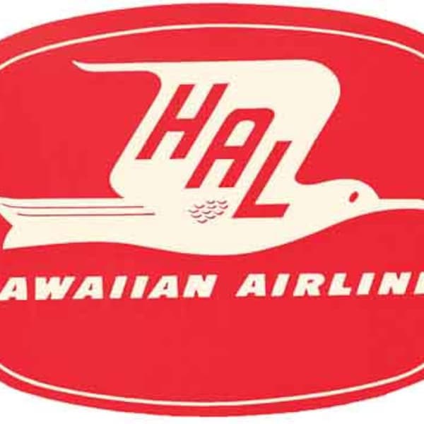 Vintage  1950's style Hawaiian Airlines  Airline  Hawaii Islands retro  travel decal   sticker luggage baggage label
