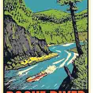 Vintage 1950er Jahre Stil Rogue River Agness Oregon ODER Retro Reise Aufkleber Aufkleber Zustand Karte